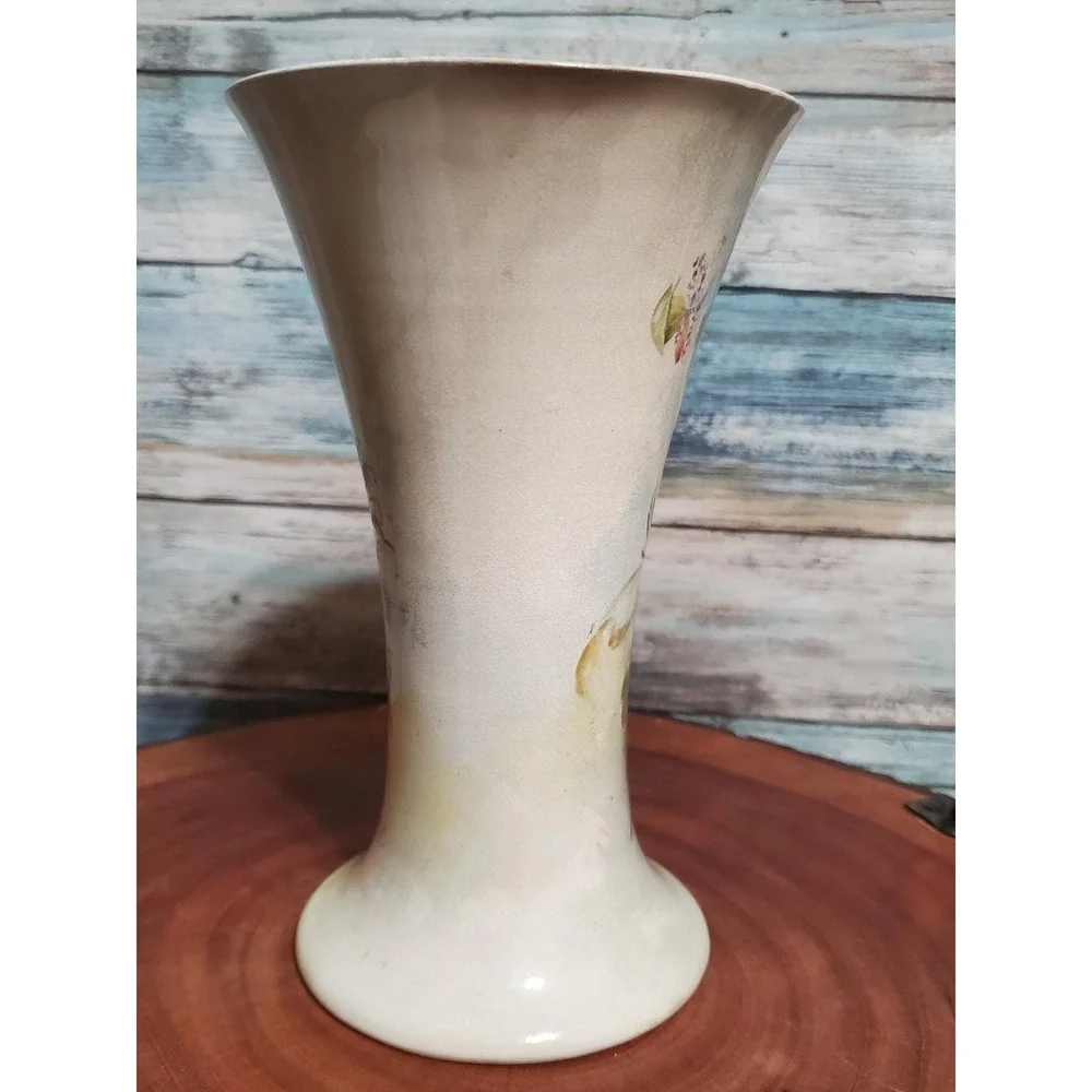 Vintage 1920s‎ O K Lewis Hand Painted Floral Ceramic Vase Art Nouveau Style